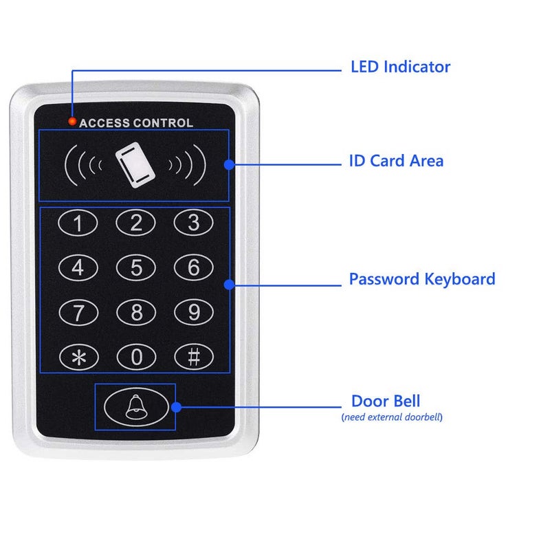 AMOCAM Door Access Control System, Stand-Alone Password Keypad + 5PCS Key Fobs Keychains for Entry Home Security Access Controller - Image 3
